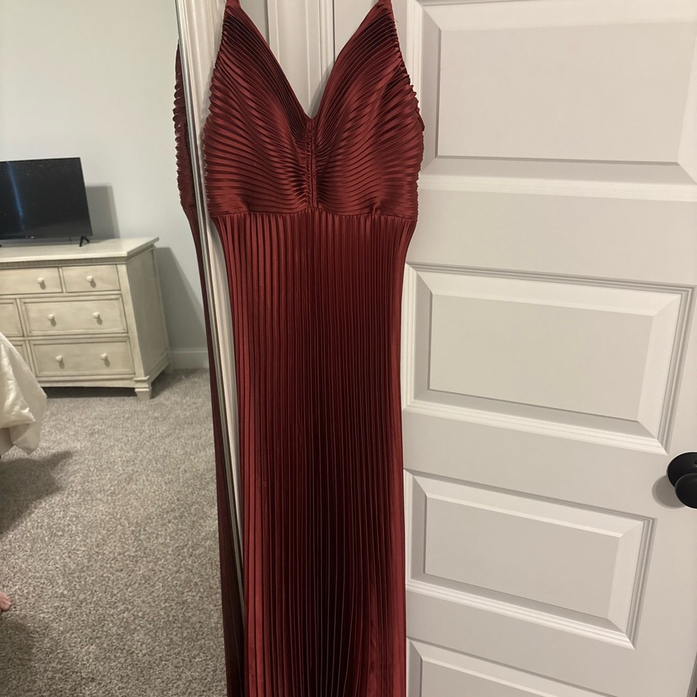Revelry Berry Pleated Maxi Dress- Vivian